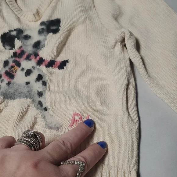 Ralph Lauren Girls Dalmatian Sweater Size 3T Cotton Puff Shoulder - Picture 7 of 16